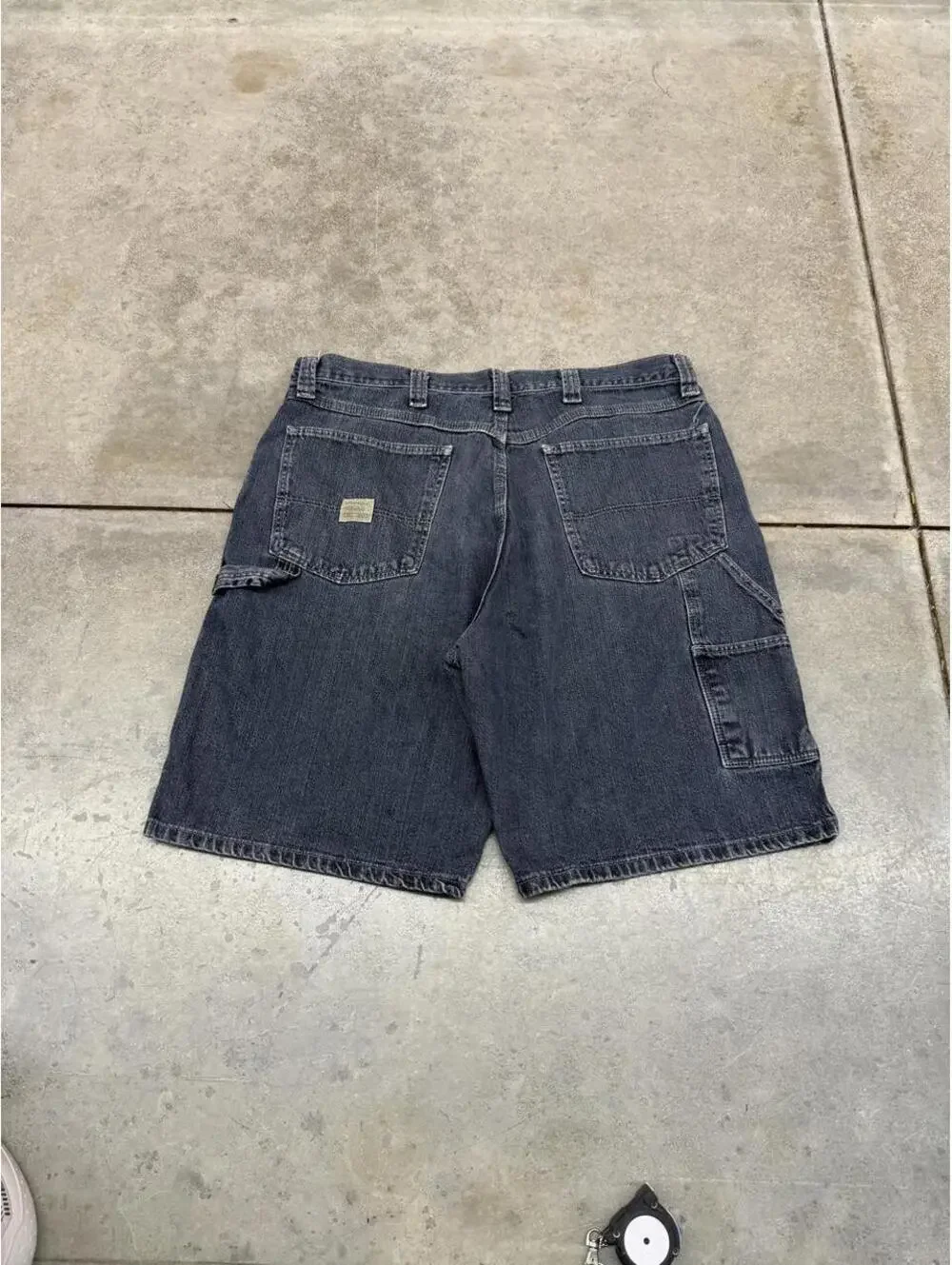 vintage wrangler faded navy relaxed baggy fit jean shorts jorts size 36